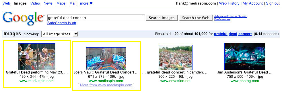 Google search for grateful dead concert