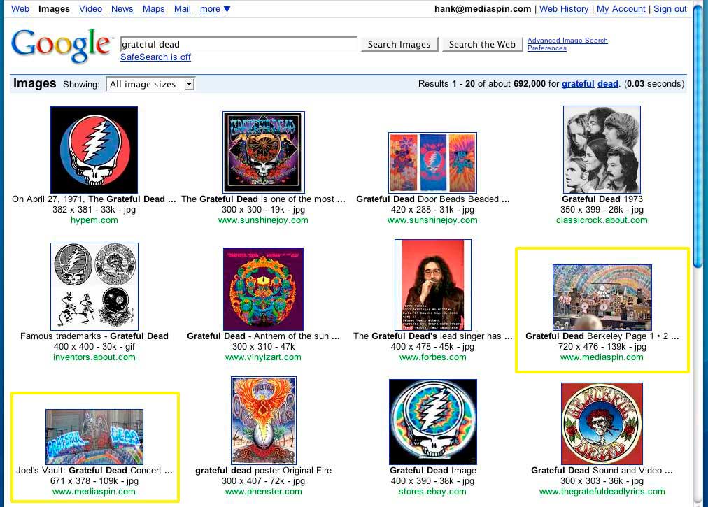 Grateful Dead on Google