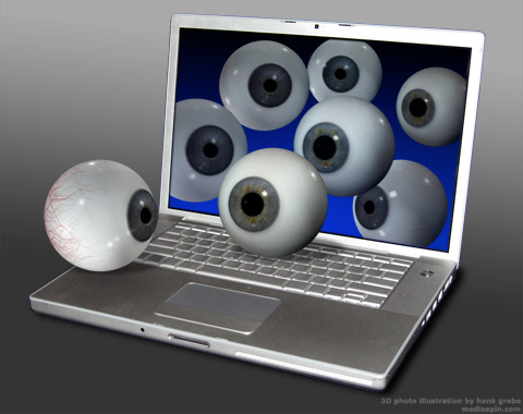 Eyeballs Emerge from Laptop Screen