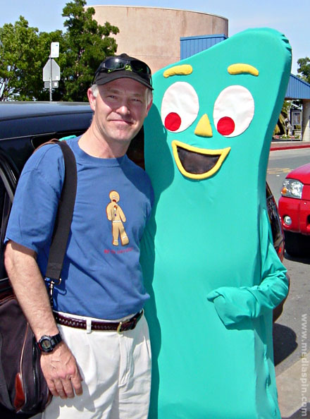 Gumby takes a walk down town.